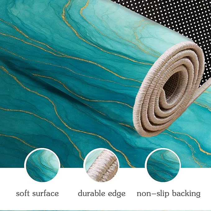 Luxury Marble Rug - 6x9 Area Rugs, Abstract Marble Kids Rugs, Abstract Modern Area Rug, Washable & Non Slip Large Rug Home Decor