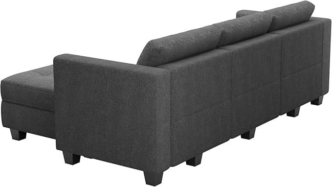 Belffin Modular Sectional Sofa L Shaped Sofa Couch with Storage Seats Convertible Sectional Couch Modular Sofa with Reversible Chaise Fabric Dark Grey