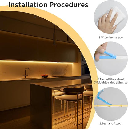 COB LED Strip Light 3000K 40FT/12M Warm White LED Strip Dimmable High Lumen Strip with RF Remote 24V UL Certified Adapter Suitable Adhesive Indoor COB LED Strip for Bedroom Living Room, Shelf, Cabinet