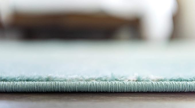 Rugs.com Arlington Collection Rug – 6 Ft Runner Aqua Medium-Pile Rug Perfect for Hallways, Entryways