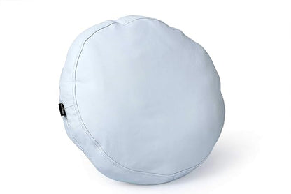 D DOLLY LAMB Lambskin Round Leather Pillow Cover - Sofa Cushion Case - Decorative Circular Cushion Throw Covers for Living Room & Bedroom - White Diameter 18 Inch