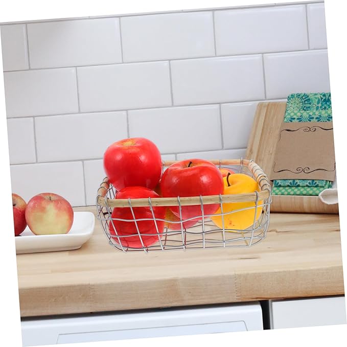 Mikinona Iron Wire Woven Basket Decorative Storage Container for Fruits Snacks and Bread Compact Multi-purpose Basket for Picnics Desks and Home Organization Elegant Design