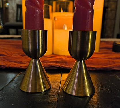 Brass Gold Candlestick Holder,Taper Candle Holders,Candle Stick Holders 2Pcs,Modern Aluminium Taper Holder for Table Mantel Wedding Housewarming Gift