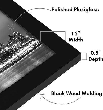 Americanflat 12x24 Picture Frame with Polished Plexiglass - Black Picture Frame - Wide Photo Frames Made of Engineered Wood for Vertical or Horizontal Wall Display - Epic Collection - Black