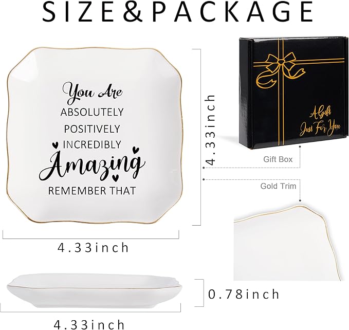 Birthday Gifts for Women Ring Jewelry Dish Tray, You Are Amazing Gifts for Women Friend Coworker Mom Sister Teacher Retirement Thank You Cheer Up Inspirational Encouragement Gift for Woman