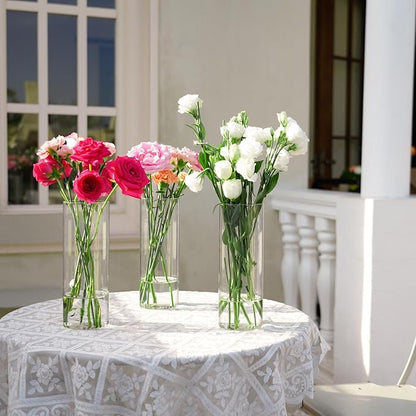 7pcs Glass Cylinder Vases for Centerpieces - 10 Inch Tall Glass Vases for Flowers, Hurricane Candle Holders Floating Candle Vase for Table Centerpiece Formal Dinners Home Decor