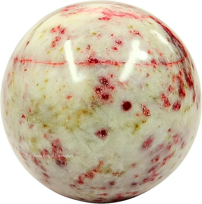 Amazing Gemstone Cinnabarite Crystal Ball with Stand - 1.5 Inches Crystal Sphere Meditation Balls for Witchcraft and Decorative Balls