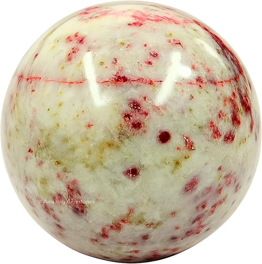 Amazing Gemstone Cinnabarite Crystal Ball with Stand - 1.5 Inches Crystal Sphere Meditation Balls for Witchcraft and Decorative Balls