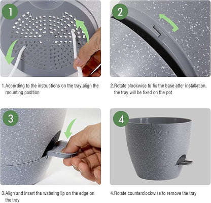 10 Inch Self Watering Hanging Pots, 2 Pack Hanging Planters with 40oZ Deep Reservior for Indoor Outdoor Plants Flowers, Grey