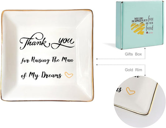 HOME SMILE Ceramic Ring Dish Jewelry Tray for Mom Sister Friends