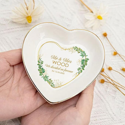 Personalized Mr. and Mrs. Ring Dish, Engagement Gifts for Couples, Married Jewelry Tray Ring Holder, Wedding Gifts for Women Newlywed Future Bride To be, Gift for Anniversary Engaged