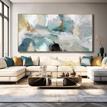 Kureful Large Canvas Wall Art Minimalist Decor Living Room Pictures Grey Wall Decor Hand Painted Artwork for Bedroom Kitchen Hotel Wall Decoration 30x60 Inch