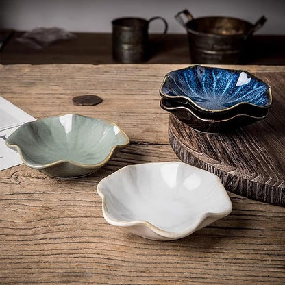2Pcs Ceramic Jewelry Dish - Lotus Leaf Shape, for Ring Holder Necklace Small Key, Suitable for Mother Friend Sister, Gifts for Women, Cute Plate Trinket Tray, Home Decor (Green-2PCS)