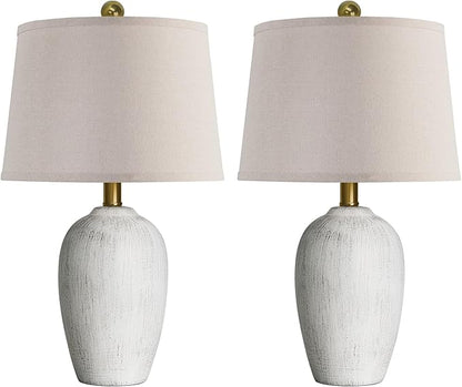 21'' Set of 2 Rustic Ceramic Table Lamps for Living Room Bedroom, Farmhouse Vintage Nightstand Lamps for Office Entryway End Table, 2 Bulbs Included