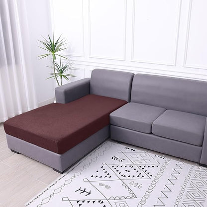 hyha Waterproof Sectional Couch Covers, Non Slip Sofa Couch Cushion Covers L Shape, Thick Stretch Jacquard Fabric, Washable Sofa Slipcovers with Elastic Bottom (1 Piece for Chaise XL, Chocolate)