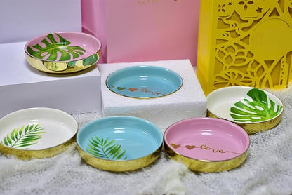 Tropical Leaf Rings Holder for Jewelry, Natural Colorful Glaze And Printed By Boutique Signature, In All Occasion To Be Prefect Gift And Use