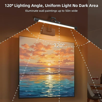 16“ Black Wireless Picture Lights for Wall, Battery Operated Picture Light with Remote Timer, Rechargeable Art Lighting for Paintings 3000K/4000K/6000K Dimmable Frame Photo Dartboard Gallery Light