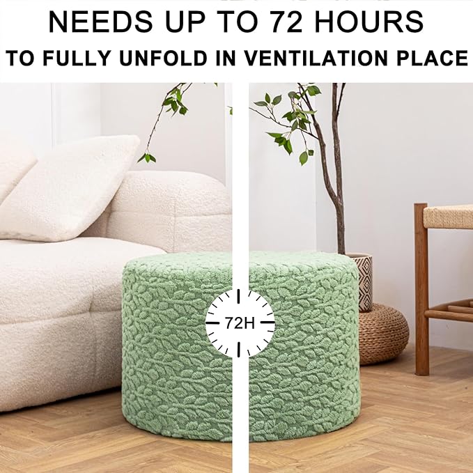 Round Pouf Ottoman Stuffed 20 x 20 x 14 Inches Boho Poof Foot Stool Home Decor Floor Pouffe Ottoman Foot Rest for Couch Sofa Bean Bag Chairs Living Room Bedroom (Sage Green)