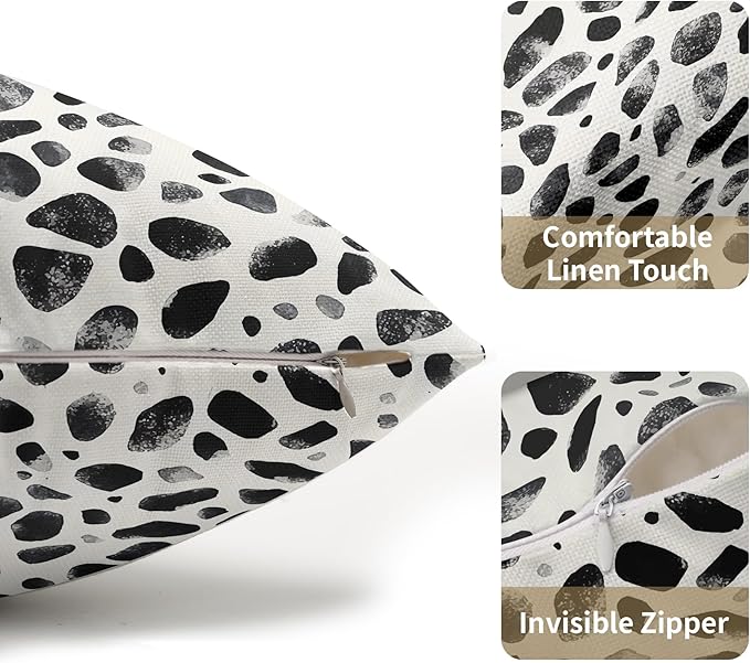 Polka Dot Pillow Covers 12x20 Set of 2 Decorations Black Cream Throw Pillow Covers Boho Decor Brush Strokes Pillowcases Modern Trendy Pattern Farmhouse Soft Cozy for Sofa Bed Home Decorative