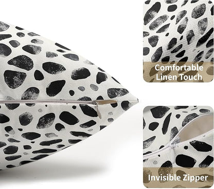 Polka Dot Pillow Covers 12x20 Set of 2 Decorations Black Cream Throw Pillow Covers Boho Decor Brush Strokes Pillowcases Modern Trendy Pattern Farmhouse Soft Cozy for Sofa Bed Home Decorative