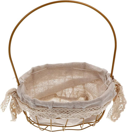 Delicate Iron Flower Basket for Floral Arrangements Decorative Storage and Organizing Elegant Oval Handheld Gift Basket for Home Decor and Special Occasions