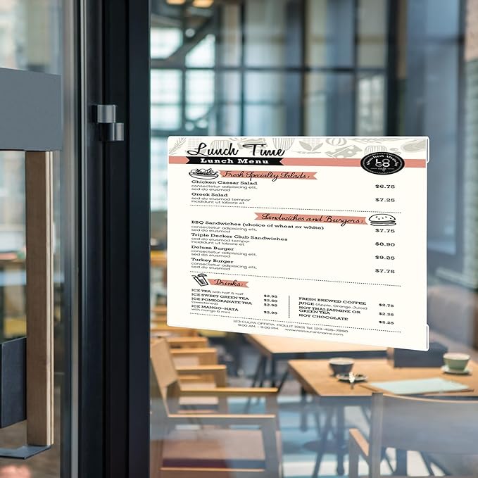 EHWINE 4 Pack 11x17 Wall Mount Acrylic Sign Holder,Horizontal Wall Signs Photo Menu Flyer Display Holders, Plastic Clear Acrylic Frames for Office Home Hotel Business Store (with Adhesive Tape)
