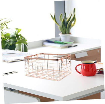 Wire Storage Basket with Handle Decorative Iron Fruit Holder for Snacks Vegetables and Home Organization Lightweight and Chic Design for Any Space