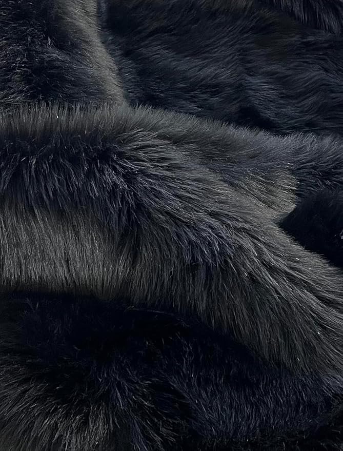 Free Shape Luxury Soft Fluffy Shag Area Rug Sexto 6 Pelts 6'x6',180x180 cm - Vegan Fur Ultra Soft Indoor Carpet Nursery Rugs for Bedroom Home Decor, Black