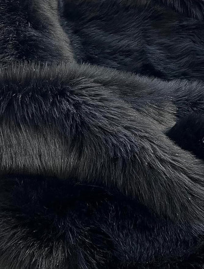 Free Shape Luxury Soft Fluffy Shag Area Rug Octo 8 Pelts 6'x8',180x240 cm - Vegan Fur Ultra Soft Indoor Carpet Nursery Rugs for Bedroom Home Decor, Black