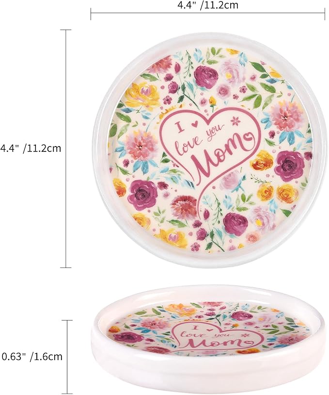 Potiera Ceramic Jewelry Tray, Decorative Ring Holder, Trinket Dish for Earrings Necklaces Watch Keys, Mother of the Bride Wedding Gifts, Mother's Day Birthday Christmas Gifts for Mom from Daughter