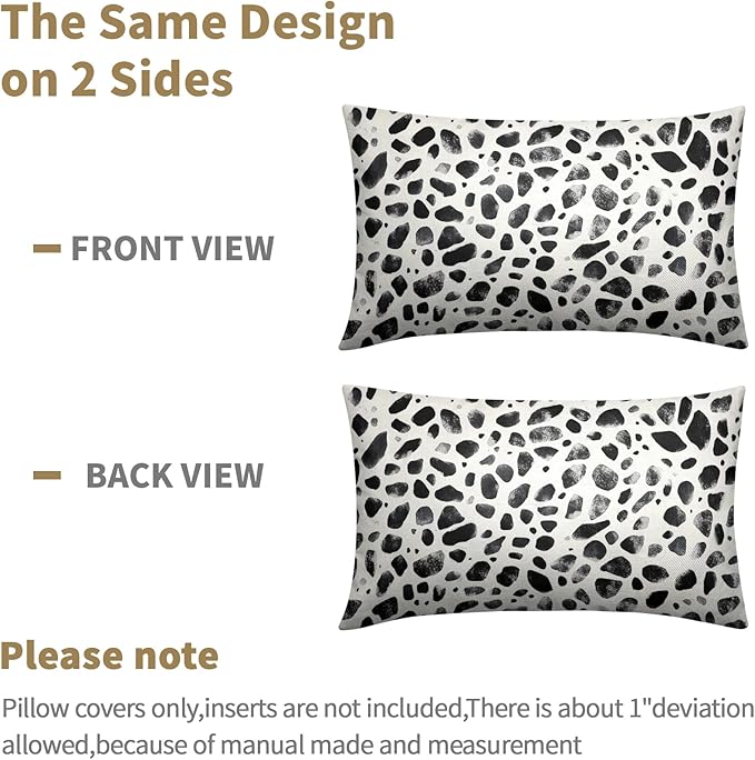 Polka Dot Pillow Covers 12x20 Set of 2 Decorations Black Cream Throw Pillow Covers Boho Decor Brush Strokes Pillowcases Modern Trendy Pattern Farmhouse Soft Cozy for Sofa Bed Home Decorative