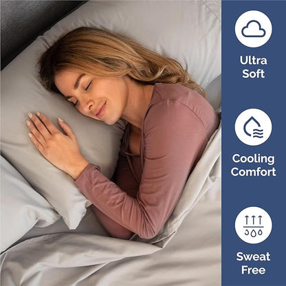 Split King Size 5 Piece Sheet Set - Comfy Breathable & Cooling Bed Sheets Set - Hotel Luxury Bedding for Women, Men, Kids, Teens, Boys & Girls - Deep Pockets and Wrinkle Free - Oeko-Tex - Light Grey
