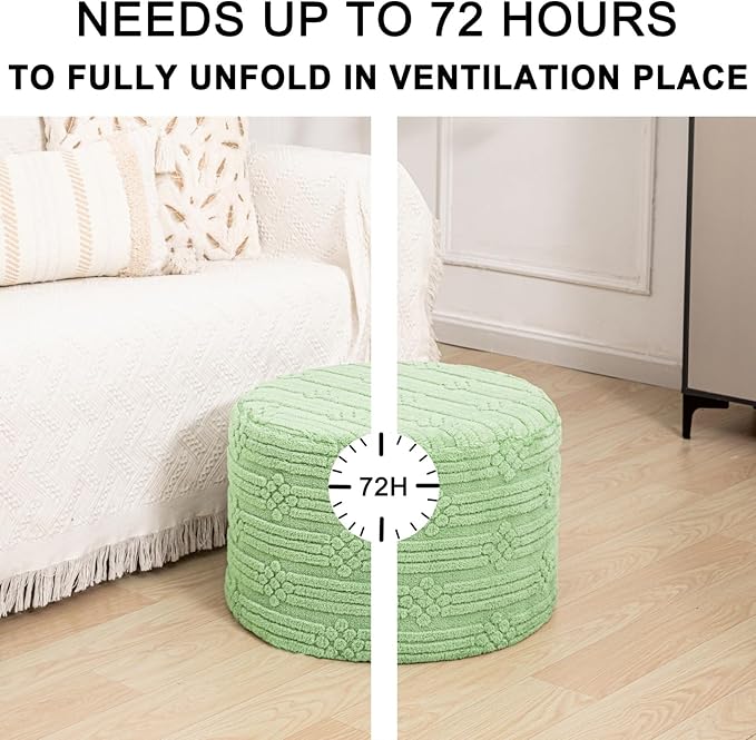 Asuprui Pouf Ottoman Foot Rest – Plush Round All-in-one Foam Stool for Cozy Lounging, Floor Pouf & Chic Decor (Sage Green)