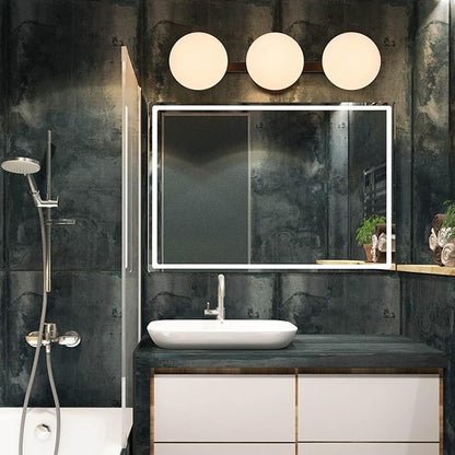 Black Bathroom Vanity Light Fixtures, Modern 3 Lights Globe Wall Sconce Lighting, Porch Wall Mount Light Fixture for Bathroom, Mirror Cabinets Hallway Stairs (Matte Black, 3-Light)