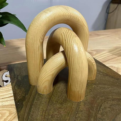 3Pcs Wood Arch Decor Accents - Home Book Table Decorative Rustic Arch Decor Modern Boho Minimalist Coffee Table Bookshelf Living Room Entryway Aesthetic Decorations Objects (Wood Color)