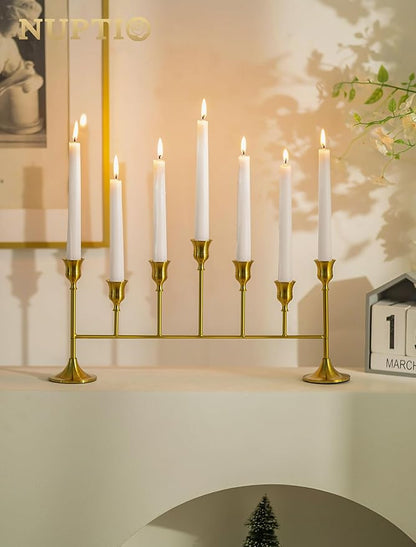 NUPTIO Candlestick Holders for Taper Candles: Gold Candelabra for Candle Sticks - Brass Long Candleholders for Christmas Birthday Party Fireplace Table Centerpiece