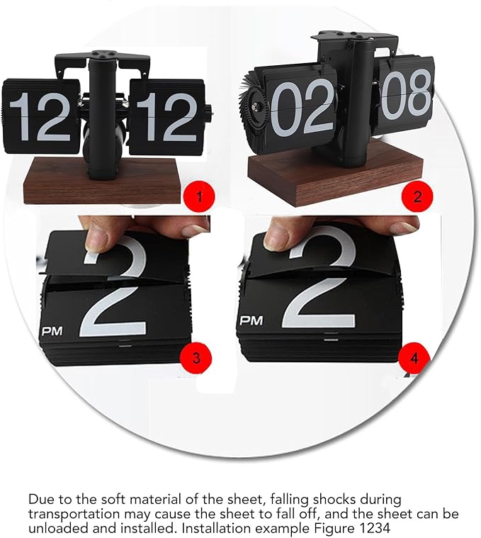 Flip Clock,Vintage 24 Hours Adjustable Digital Flip Down Clock for Living Room Office Retro Minimalist Desk