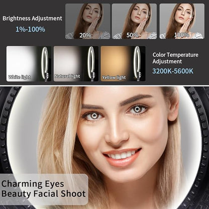 19 inch LED Ring Light Kit for Studio Portrait Photography, YouTube Video Recording, Live Streaming, Eyebrow Tattooing, Eyelash Beauty, Beauty Makeup and Lighting
