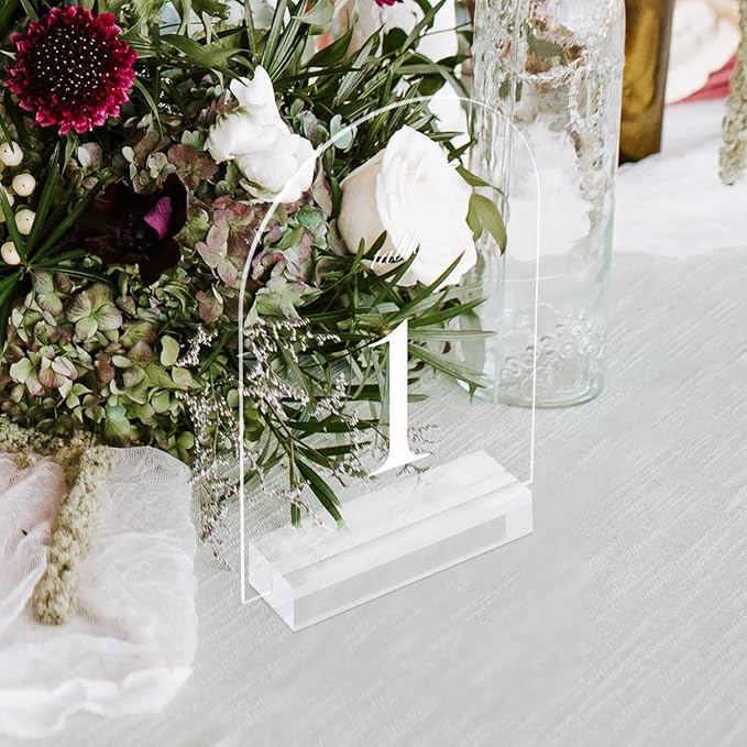 4x6 Inch Arch Acrylic Sign with Clear Stand-10 Pack Blank Clear Arched Table Signs with Holders, DIY Acrylic Arch Sign Blank for Wedding Table Numbers