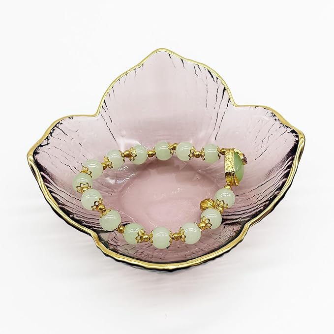 Small Flower Ring Dish Jewelry Tray, Pink Glass Jewelry Dish Tray, Nightstand Decor Jewlery Plate, Gifts for Mom, Crystal Ring Holder for Women, Bathroom Jewelry Bowl Trinket Tray Soap Dish