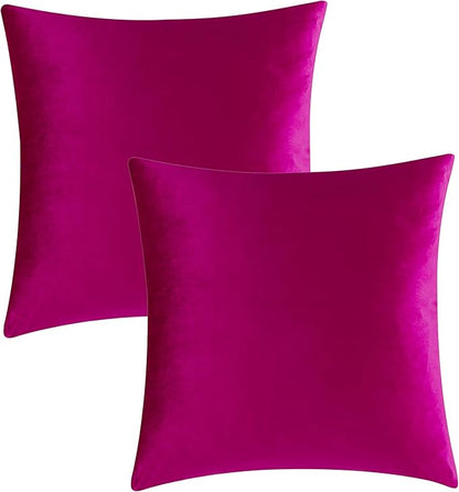 GIGIZAZA Hot Pink Pillow Covers 16x16 Throw Pillows Velvet Decorative Sofa Couch Pillow Covers Bedroom Cushion Pillowcase