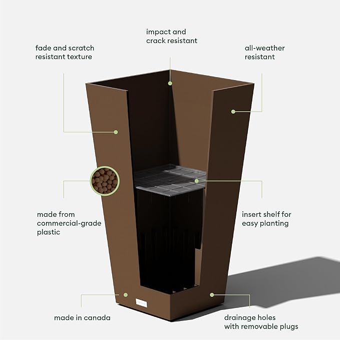 Veradek V-Resin Indoor/Outdoor Taper Planter (30 inch, Espresso)