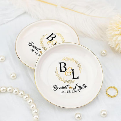 Personalized Wedding Ring Dish Gifts for Couples, Married Jewelry Tray Ring Holder, Wedding Gifts for Women Newlywed Future Bride To be, Engagement Gift for Mr Mrs Wife Husband Him Her