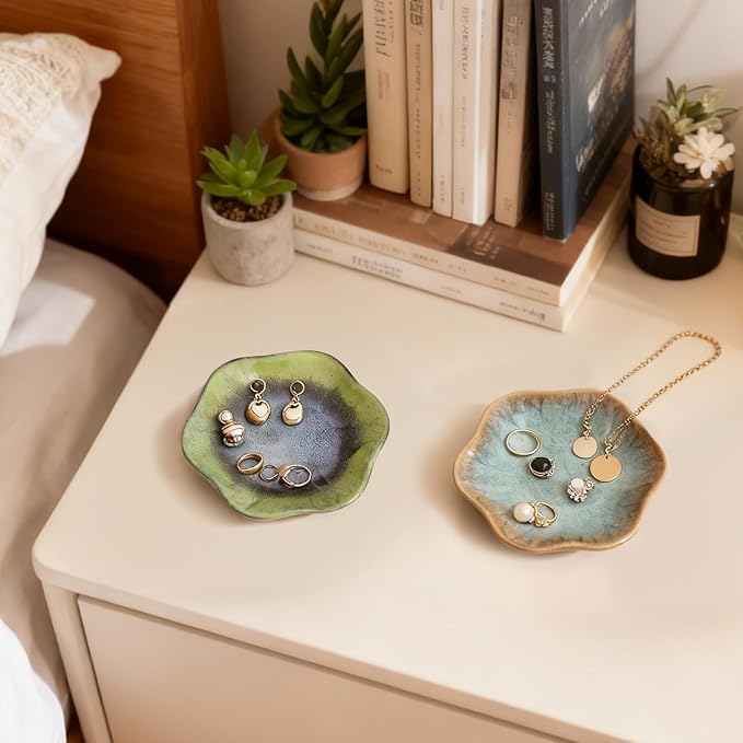 30 PCS Colorful Ceramic Lotus Ring Dish Bulk 4.5in Trinket Tray Jewelry Organizer, 10 Color Wedding Bridal Shower Party Favors,Earring Holder, Key Bowl, Home Entryway Décor