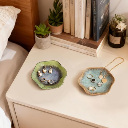 30 PCS Colorful Ceramic Lotus Ring Dish Bulk 4.5in Trinket Tray Jewelry Organizer, 10 Color Wedding Bridal Shower Party Favors,Earring Holder, Key Bowl, Home Entryway Décor