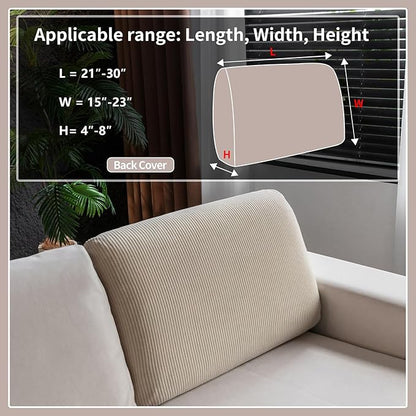 Sectional Couch Covers, Wear Resistant Stretch Sofa Covers Washable Soft Couch Cushion Covers Anti Slip Furniture Protector Sofa Slipcovers for Pets (1 Piece Back Couch Cover, Light Brown)