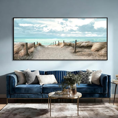 Ocean Wall Art Landscape Wall Decor Modern Canvas Prints 32"x70" Large Artwork for Living Room Framed Picture for Kitchen