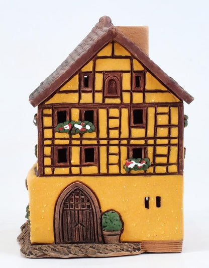 Ceramic Handmade Miniature House in Rothenburg Tealight Candle Holder Room Decor Handcrafted Collectible Miniature Essential Oil Burner Christmas Village Timbered House in Rothenburg Germany
