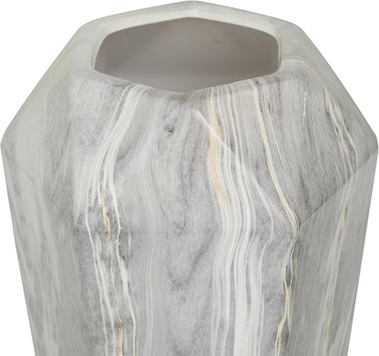 Deco 79 Ceramic Decorative Vase Faux Marble Centerpiece Vase, Flower Vase for Home Decoration 7" x 7" x 14", Black