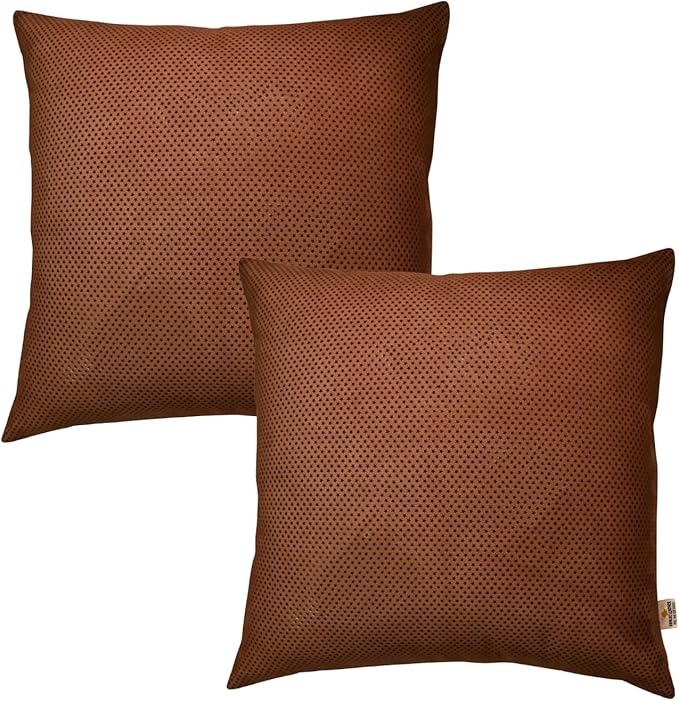 Star Sparkling Suede Leather Pillow Cover, Square Soft Metallic Throw Pillow Covers, Pillow Cases for Home Décor, Sofa, Couch Chair, Car (22x22 Inches, Sparkling Brown Pack of 2)